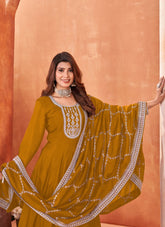 Graceful Looking Gown in Mustard Colour